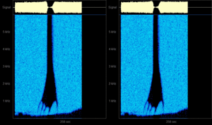 Viewed through a linear spectrometer.